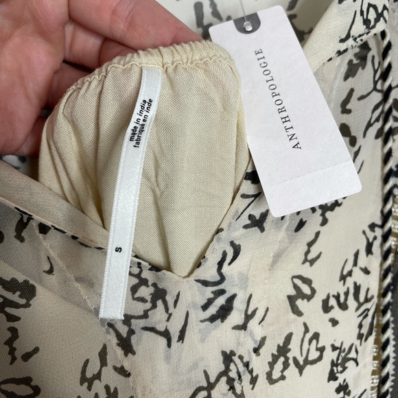 Anthropologie | NWT Talulah Tiered Boho Midi Dress Cream Black S - Picture 4 of 9